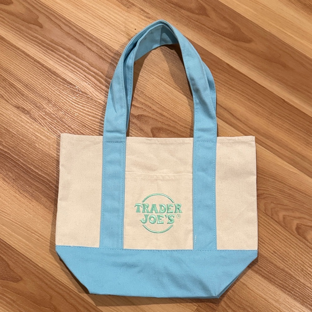 Trader Joe's Blue and Cream Tote Bag